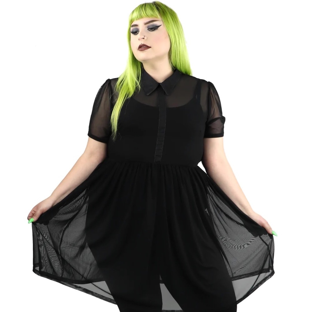 Foxblood Courtney mesh babydoll dress